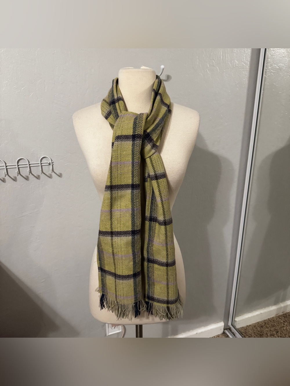 Vintage Plaid Lambswool Made in Ireland Scarf